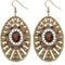 Brown Large Round Studded Dangle Earrings