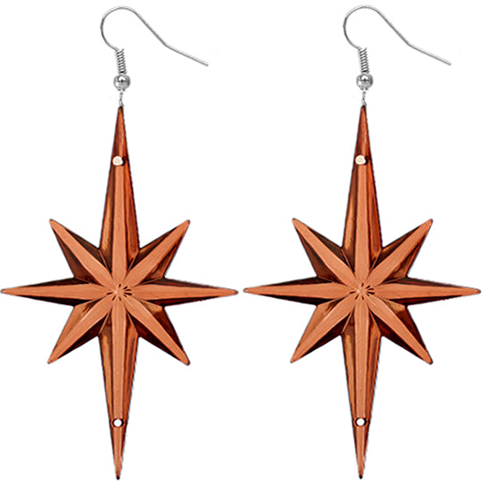 Brown Large Translucent Shooting Star Earrings