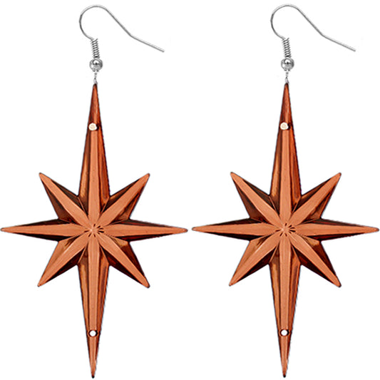 Brown Large Translucent Shooting Star Earrings