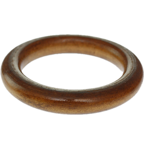 Brown Large Wooden Tube Bangle Bracelet