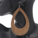 Brown Oversized Wooden Teardrop Earrings