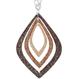 Brown Layered Glitter Teadrop Charm Necklace Set