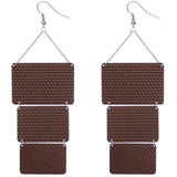 Brown Triple Square Link Drop Earrings