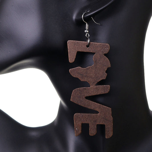 Dark Brown Live Africa Map Wooden Earrings
