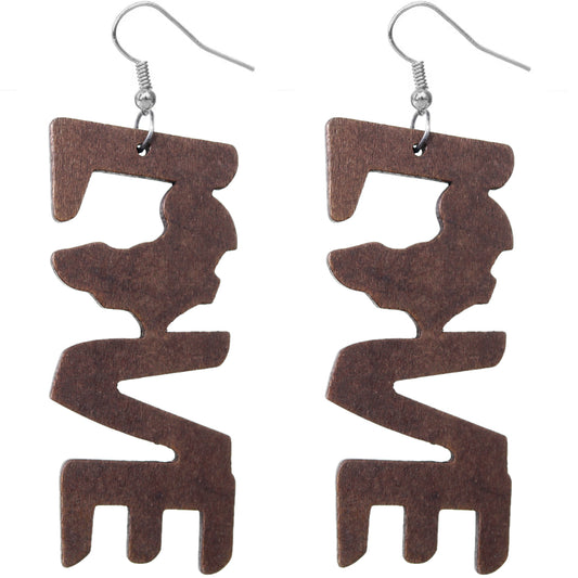 Dark Brown Live Africa Map Wooden Earrings