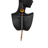 Brown Long beaded Cascade Drop Chain Earrings