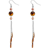 Brown Long beaded Cascade Drop Chain Earrings