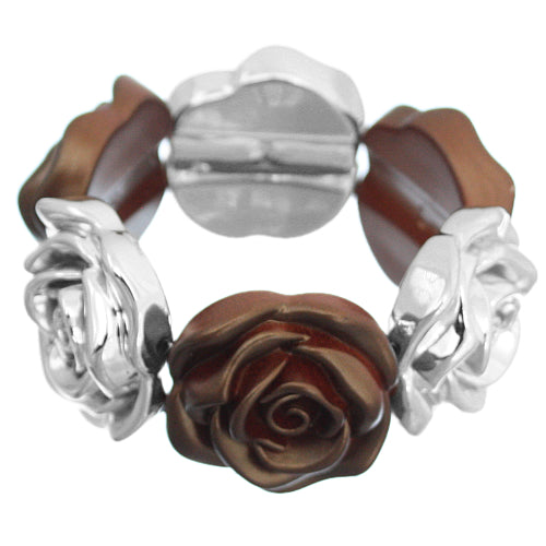 Brown Floral Stretch Bracelet