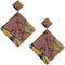 Purple Multicolor Geometric Wooden Earrings