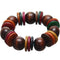 Brown Multicolor Wooden Bead Stretch Bracelet