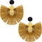 Gold Oval Fan Tassel Earrings