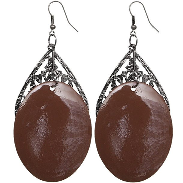 Brown Oval Earrings