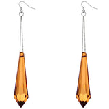 Brown Pointy Faux Crystal Drop Chain Earrings