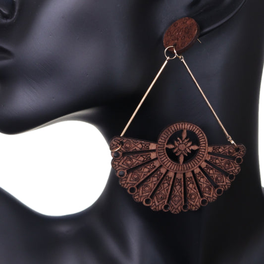 Brown Boho Chic Geometric Dangle Earrings