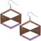 Purple Brown Geometric Wooden Earrings