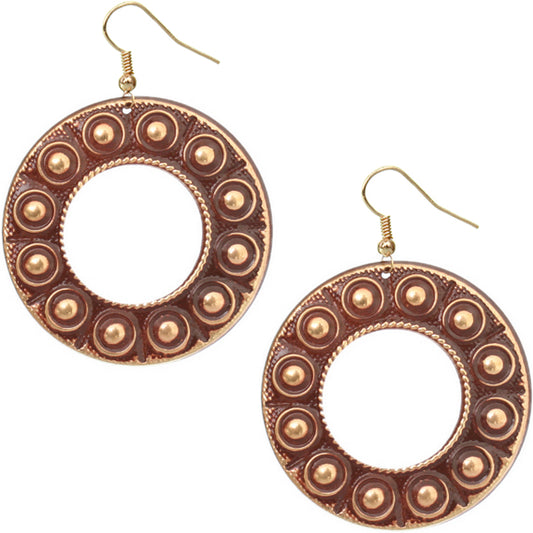 Brown Metal Large Earrings