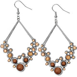 Brown Beaded Open Triangle Rhinestone Earrings