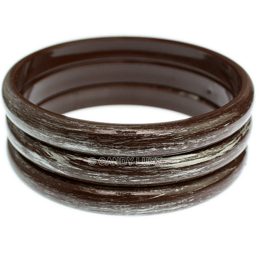 Brown 3-Piece Brush Stacked Bracelets