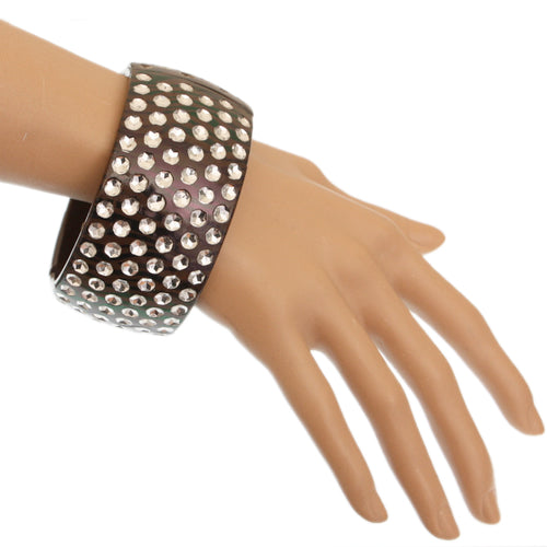 Brown Six Row Zebra Hinged Bracelet