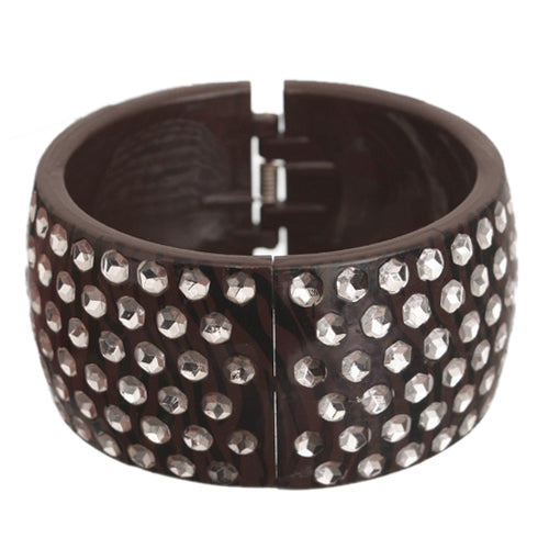 Brown Six Row Zebra Hinged Bracelet