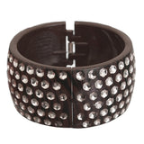 Brown Six Row Zebra Hinged Bracelet