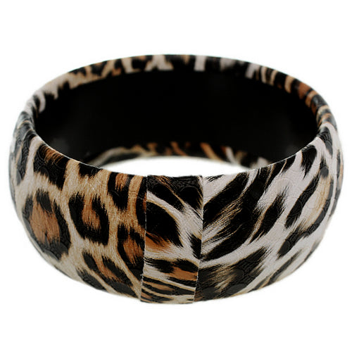 Brown White Spotted Cheetah Bangle Bracelet