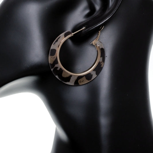 Black Cheetah Print Mini Hoop Earrings