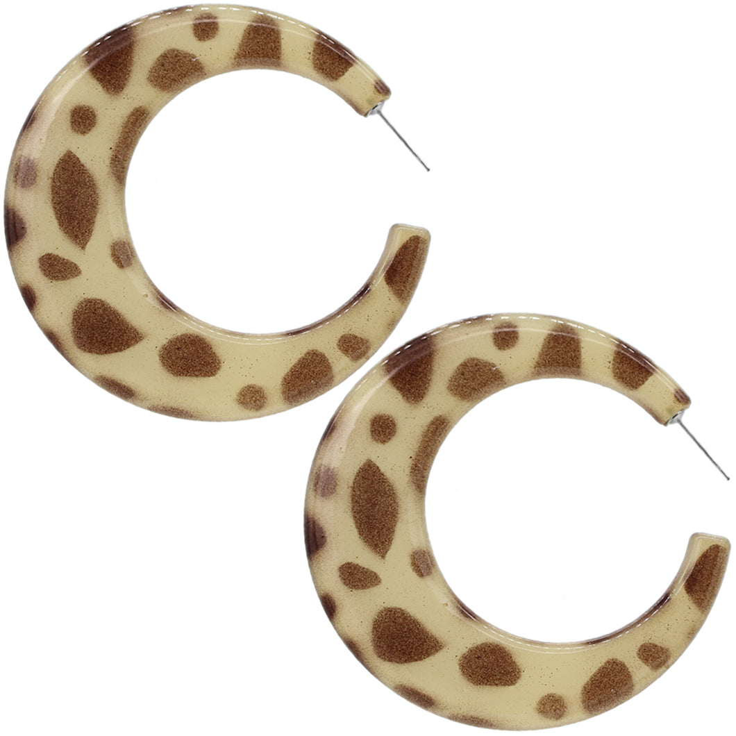 Brown Green Spotted Hoop Earrings