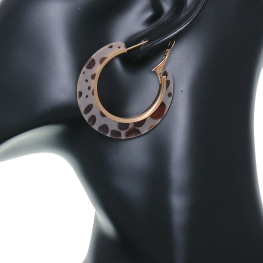 Brown Spotted Mini Hoop Earrings