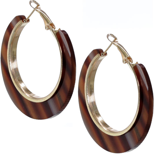 Brown Striped Mini Hoop Earrings