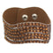 Brown Studded Rhinestone Snap Bracelet