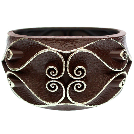 Brown Swirl Textured Hinged Bracelet