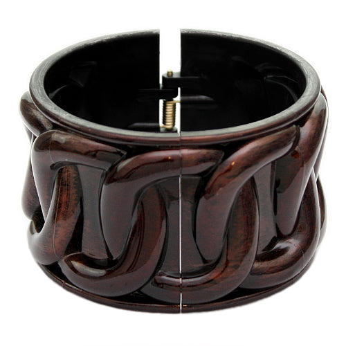Brown Textured Chain Design Hinged Bracelet