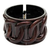 Brown Textured Chain Design Hinged Bracelet