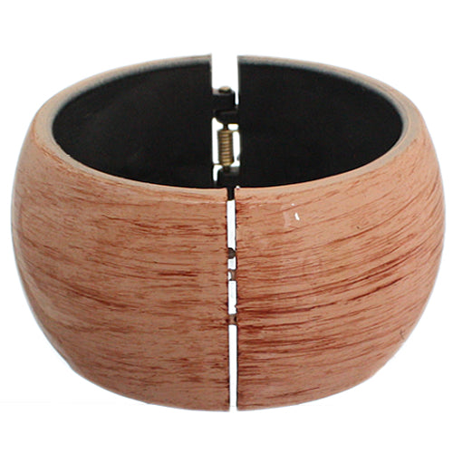 Brown Glossy Textured Hinged Bracelet