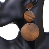 Brown Triple Circular Cascade Wooden Earrings