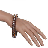 Brown Triple Row Rhinestone Bangle Bracelet