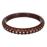 Brown Triple Row Rhinestone Bangle Bracelet