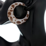 Brown White Spotted Hoop Earrings