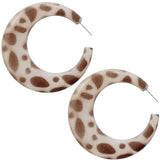 Brown White Spotted Hoop Earrings