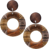 Brown Wood Grain Pattern Earrings