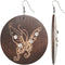 Brown Wooden Butterfly Rhinestone Earrings