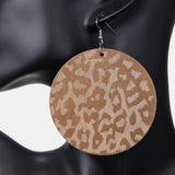 Brown Cheetah Print Wooden Earrings