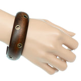 Brown Wooden Cutout Bangle Bracelet
