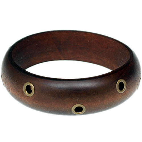 Brown Wooden Cutout Bangle Bracelet