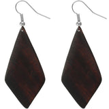 Dark Brown Wooden Diamond Shaped Earrings