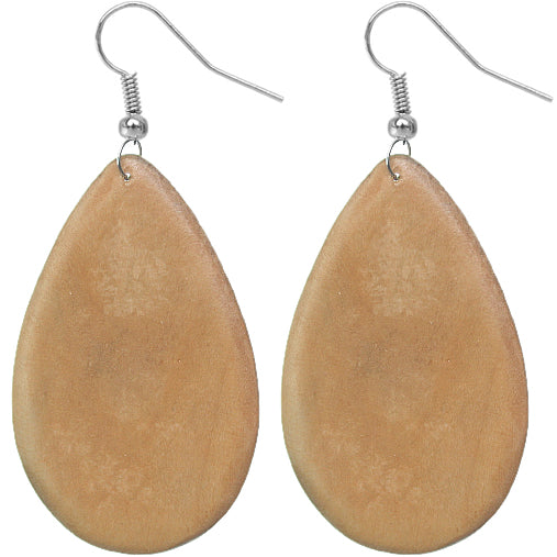 Light Brown Wooden Teardrop Earrings