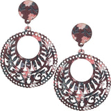 Brown Wooden Floral Design Drop Earrings