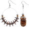 Brown Wooden Round Spacer Hoop Earrings