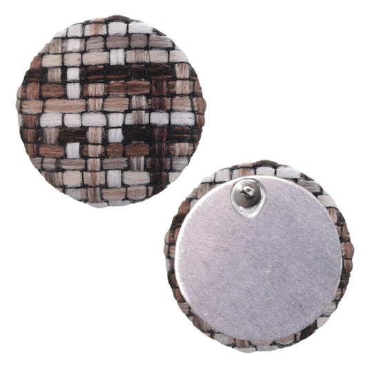 Brown Woven Knit Stud Earrings